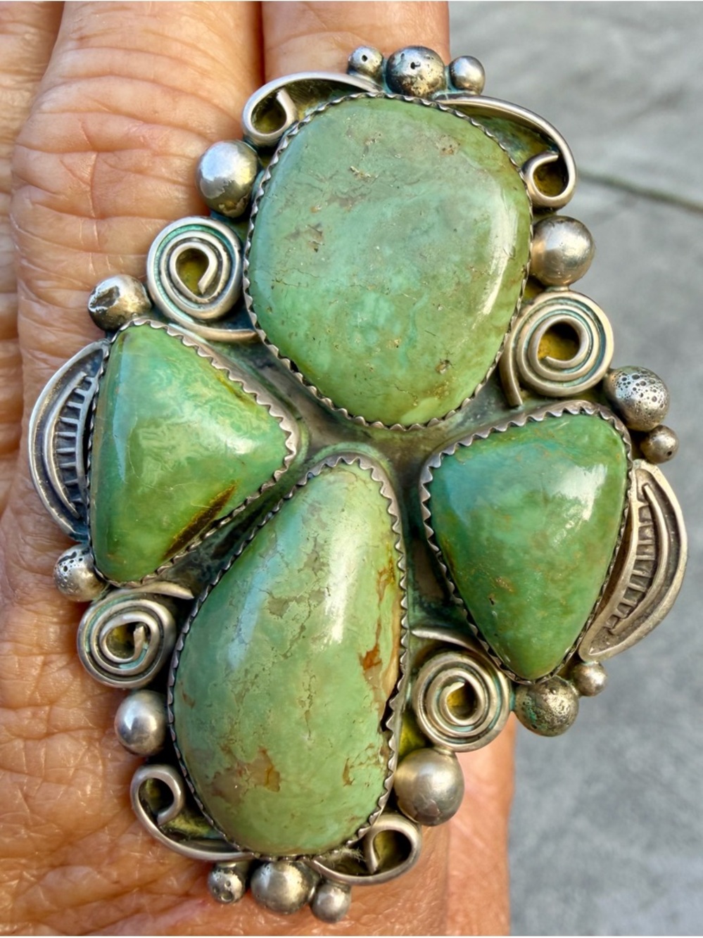 Genuine Turquoise/Sterling Silver Ring, Artist Stamped